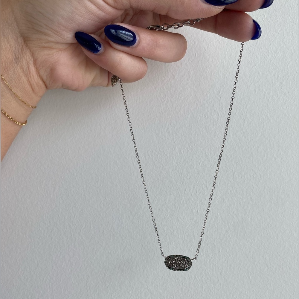 Elisa Silver Extended Length Pendant Necklace in Platinum